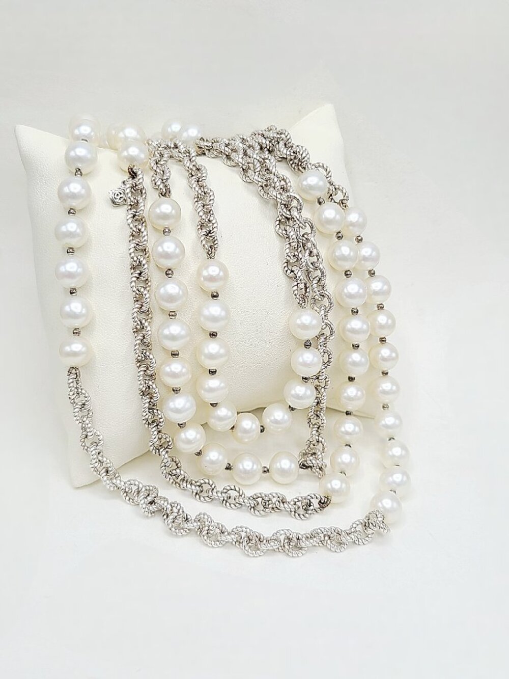 David Yurman Long Cable Link Necklace in Sterling Silver w/ Pearls - 50" - RARE